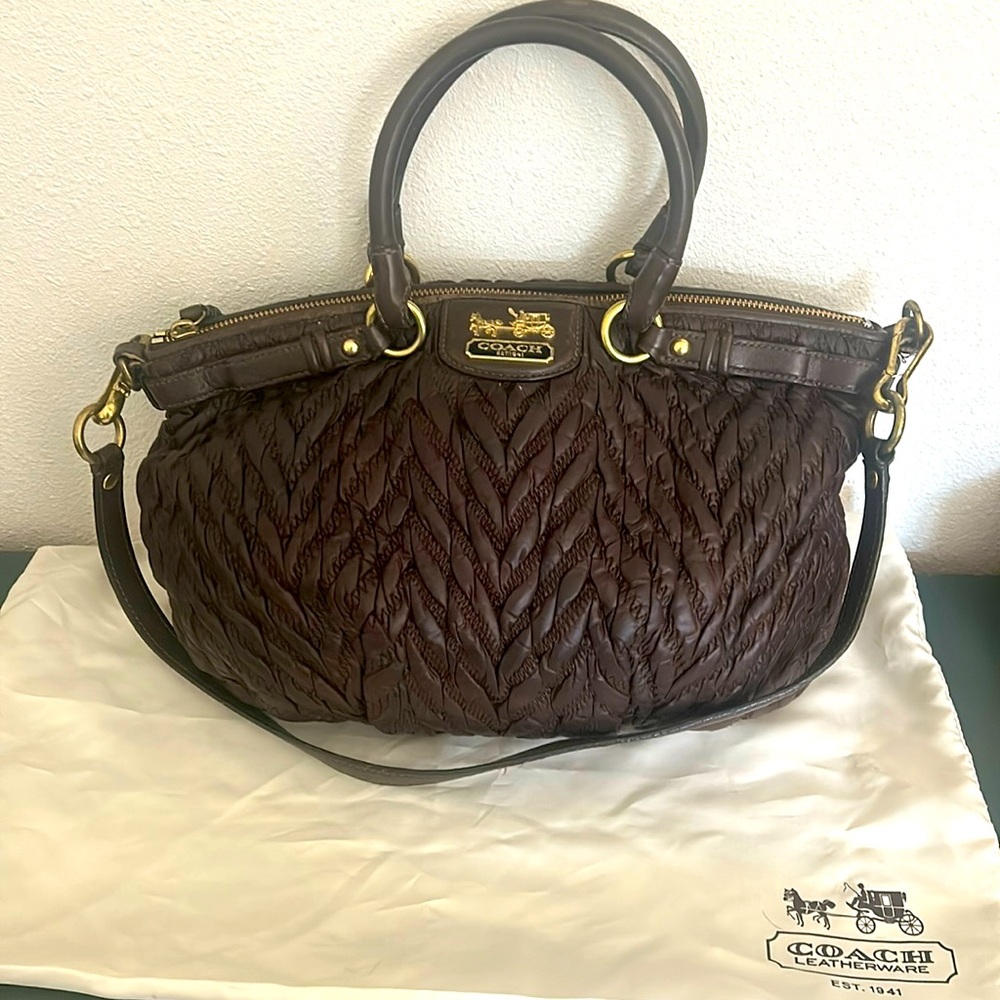 Coach Madison 70th Anniversary Brown Quilted Chevron Purse
